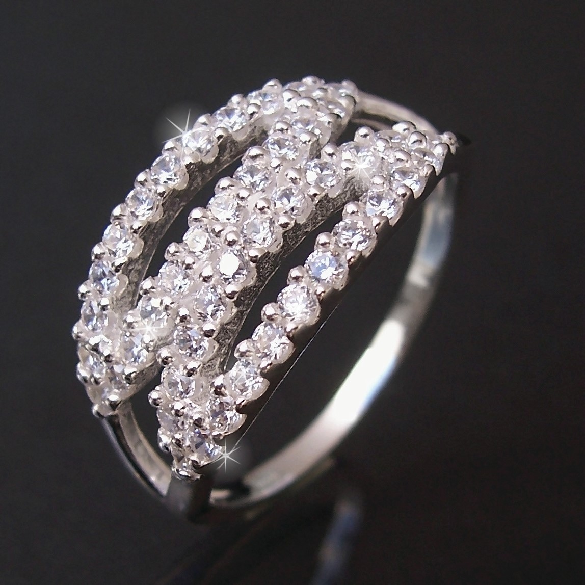 Ring 925 Silber Zirkonia Ellipsen Ringgröße 56 Fingerring 15620-56