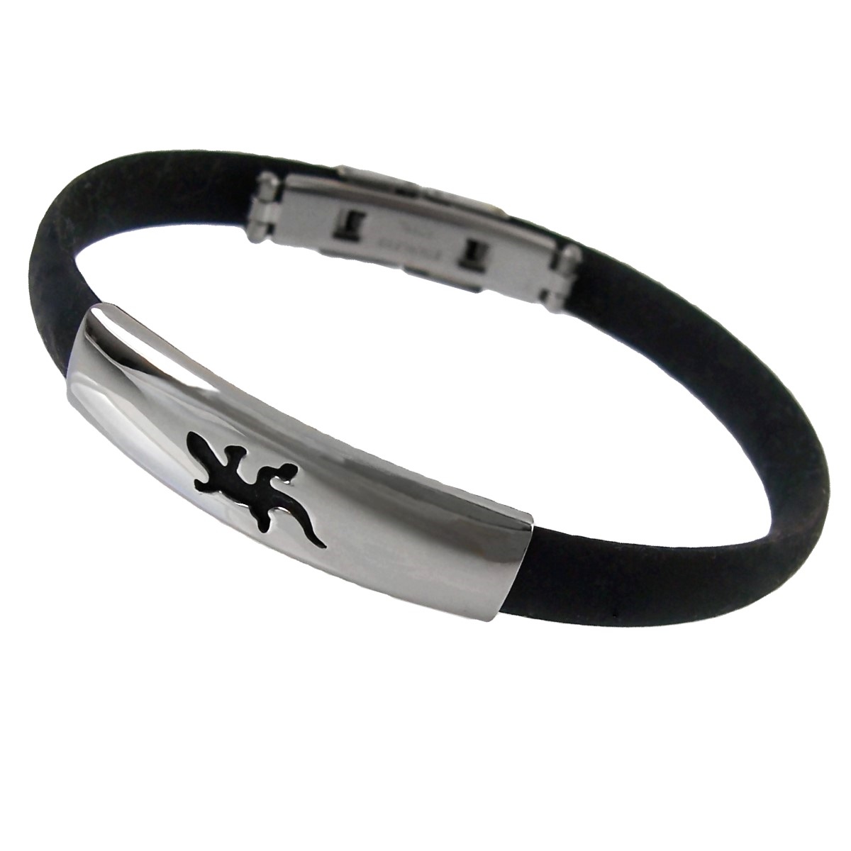 Surferarmband Edelstahl Armband Herrenarmband schwarz Gecko A13