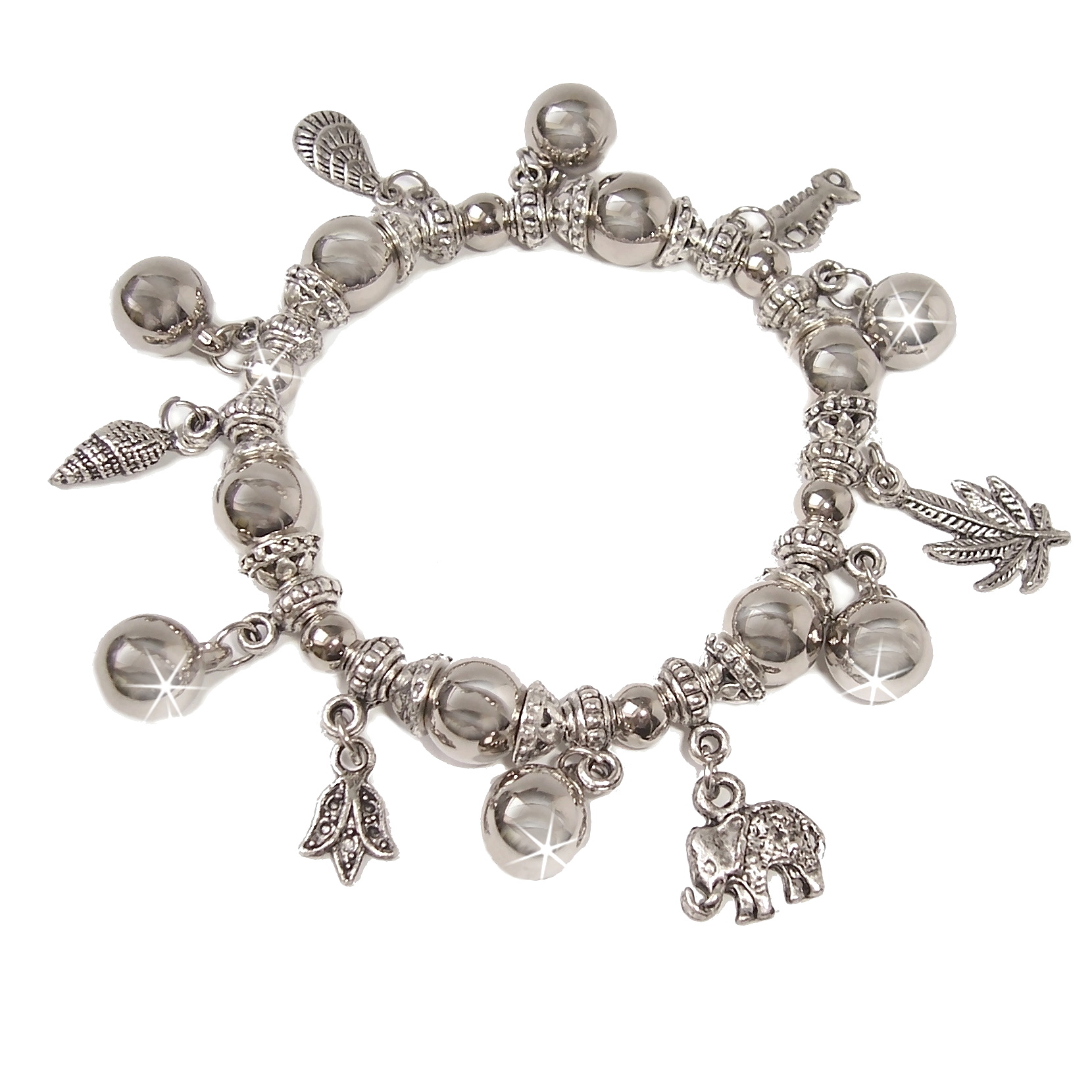 Armband Silber plattiert Bettelarmband dehnbar charms Schmuck A1516