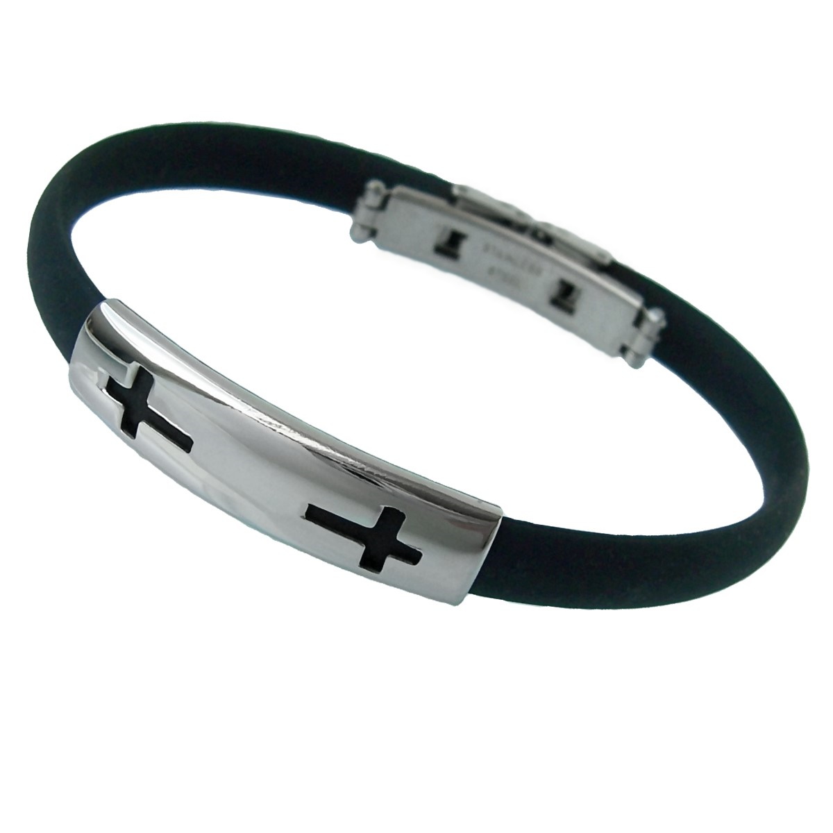 Surferarmband Edelstahl Armband Herrenarmband schwarz Kreuz Kreuze A16