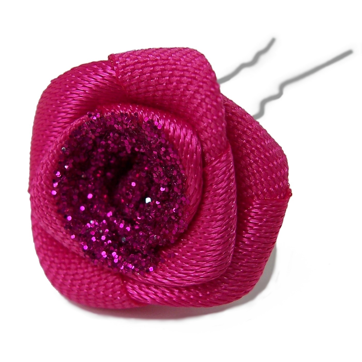 3x Haarblume Rose pink 2cm Satin Haarschmuck Haarnadel H1259-3