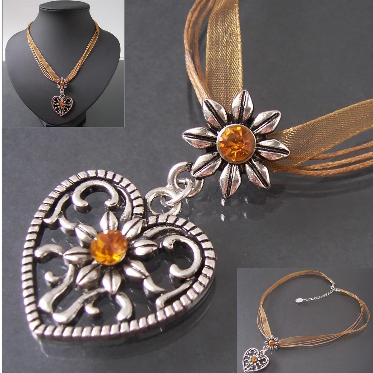 LONZIKP Trachtenkette Damen Gold Mit Herz - Dirndl Schmuck Für Oktoberfest